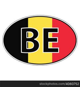Sticker on car, flag Kingdom Belgium with the inscription be vector for print or website design for language buttons. Sticker on car, flag Kingdom Belgium