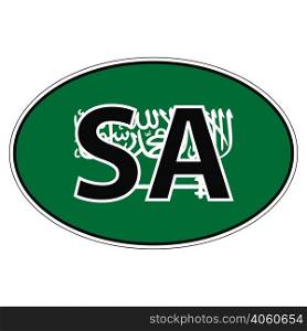 Sticker on car, flag Kingdom Saudi Arabia with the inscription SA vector for print or website design for language buttons. Sticker on car, flag Kingdom Saudi Arabia