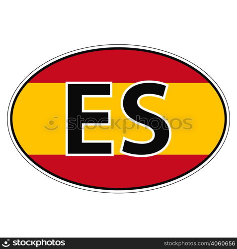 Sticker on car, flag Kingdom Spain with the inscription ES vector for print or website design for language buttons. Sticker on car, flag Kingdom Spain