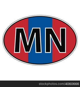 Sticker on car, flag Mongolia with the inscription MN vector for print or website design for language buttons. Sticker on car, flag Mongolia