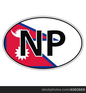 Sticker on car, flag Nepal with the inscription NP vector for print or website design for language buttons. Sticker on car, flag Nepal