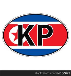 Sticker on car, flag North Korea, Korean Republic with the inscription KP vector for print or website design for language buttons. Sticker on car, flag North Korea, Korean Republic