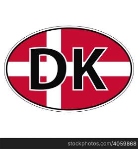 Sticker on car, flag of Denmark with the inscription DK vector for print or website design for language buttons. Sticker on car, flag of Denmark