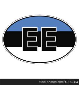 Sticker on car, flag of Estonia with the inscription EE vector for print or website design for language buttons. Sticker on car, flag of Estonia