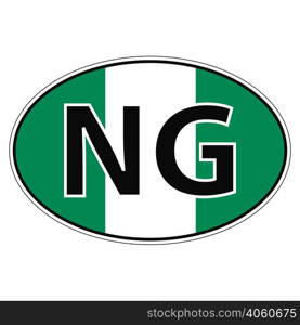 Sticker on car, flag of Federal Republic of Nigeria with the inscription NG vector for print or website design for language buttons. Sticker on car, flag Federal Republic of Nigeria