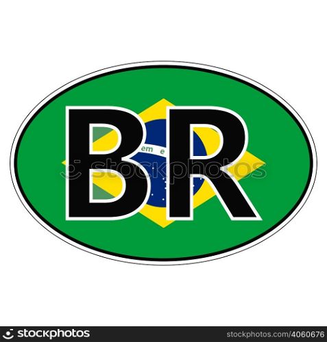 Sticker on car, flag of Federative Republic Of Brazil with the inscription BR vector for print or website design for language buttons. Sticker on car, flag of Federative Republic Of Brazil