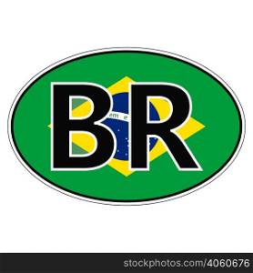 Sticker on car, flag of Federative Republic Of Brazil with the inscription BR vector for print or website design for language buttons. Sticker on car, flag of Federative Republic Of Brazil