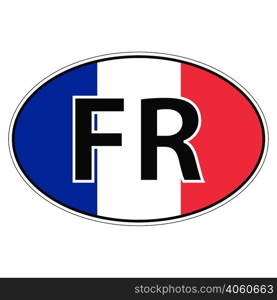 Sticker on car, flag of France, French Republic with the inscription FR vector for print or website design for language buttons. Sticker on car, flag France,