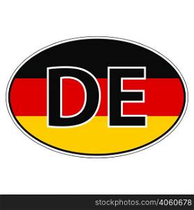 Sticker on car, flag of Germany, Germania, Deutschland with the inscription DE vector for print or website design for language buttons. Sticker on car, flag of Germany, Germania, Deutschland