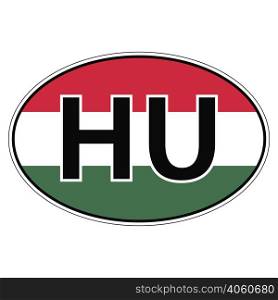 Sticker on car, flag of Hungary with the inscription HU vector for print or website design for language buttons. Sticker on car, flag of Hungary