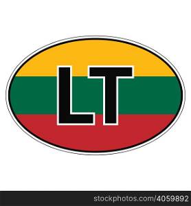 Sticker on car, flag of Lithuania with the inscription LT vector for print or website design for language buttons. Sticker on car, flag of Lithuania