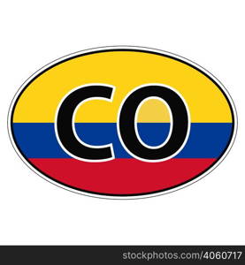 Sticker on car, flag of Republic Colombia with the inscription CO vector for print or website design for language buttons. Sticker on car, flag Republic Colombia