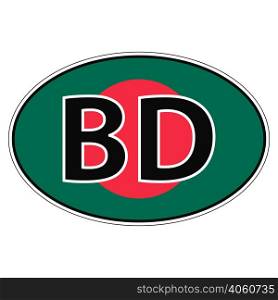 Sticker on car, flag of Republic Of Bangladesh with the inscription BD vector for print or website design for language buttons. Sticker on car, flag Republic Of Bangladesh