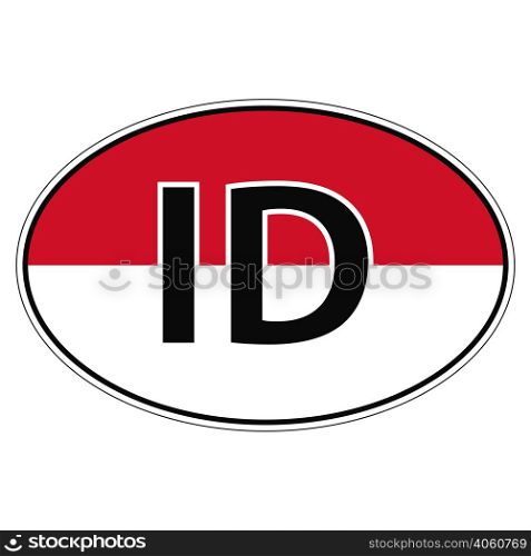 Sticker on car, flag of Republik Indonesia with the inscription ID vector for print or website design for language buttons. Sticker on car, flag of Republik Indonesia