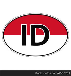 Sticker on car, flag of Republik Indonesia with the inscription ID vector for print or website design for language buttons. Sticker on car, flag of Republik Indonesia