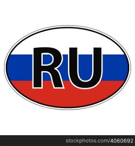 Sticker on car, flag of Russia with the inscription RU vector for print or website design for language buttons. Sticker on car, flag of Russia