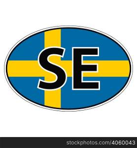 Sticker on car, flag of Sweden with the inscription SE vector for print or website design for language buttons. Sticker on car, flag of Sweden