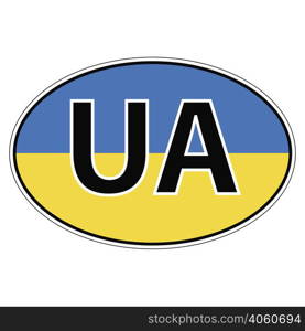 Sticker on car, flag of Ukraine with the inscription UA vector for print or website design for language buttons. Sticker on car, flag of Ukraine