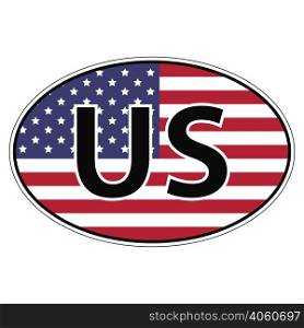Sticker on car, flag of United States of America with the inscription US vector for print or website design for language buttons USA. Sticker on car, flag of United States of America