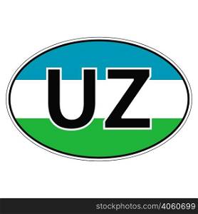 Sticker on car, flag of Uzbekistan with the inscription UZ vector for print or website design for language buttons. Sticker on car, flag of Uzbekistan
