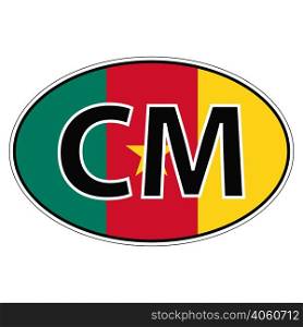 Sticker on car, flag Republic Cameroon with the inscription CM vector for print or website design for language buttons. Sticker on car, flag Republic Cameroon