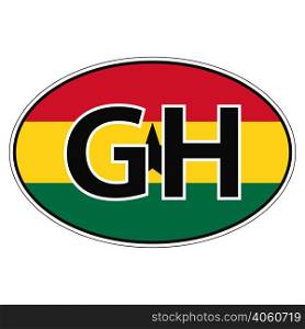 Sticker on car, flag Republic Ghana with the inscription GH vector for print or website design for language buttons. Sticker on car, flag Republic Ghana