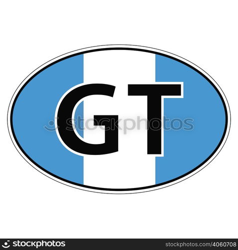 Sticker on car, flag Republic Guatemala with the inscription gt vector for print or website design for language buttons. Sticker on car, flag Republic Guatemala