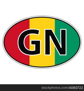 Sticker on car, flag Republic Guinea with the inscription GN vector for print or website design for language buttons. Sticker on car, flag Republic Guinea