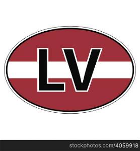 Sticker on car, flag Republic of Latvia with the inscription LV vector for print or website design for language buttons. Sticker on car, flag of Republic of Latvia