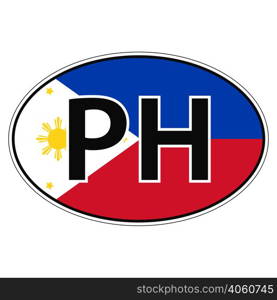 Sticker on car, flag Republic of the Philippines with the inscription PH vector for print or website design for language buttons. Sticker on car, flag Republic of the Philippines