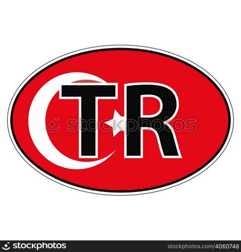 Sticker on car, flag Republic of Turkey with the inscription TR vector for print or website design for language buttons. Sticker on car, flag Republic of Turkey