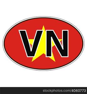Sticker on car, flag Republic of Vietnam with the inscription VN vector for print or website design for language buttons. Sticker on car, flag Republic of Vietnam