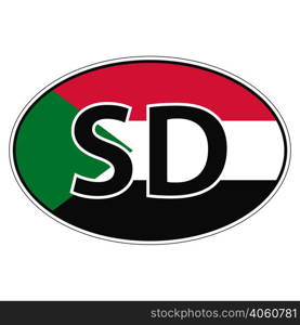 Sticker on car, flag Republic Sudan with the inscription SD vector for print or website design for language buttons. Sticker on car, flag Republic Sudan