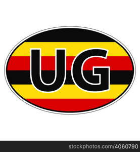 Sticker on car, flag Republic Uganda with the inscription UG vector for print or website design for language buttons. Sticker on car, flag Republic Uganda