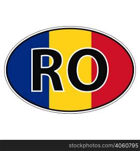 Sticker on car, flag Romania, Rumania, Roumaniawith the inscription RO vector for print or website design for language buttons. Sticker on car, flag Romania, Rumania, Roumania
