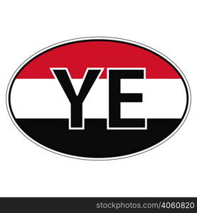 Sticker on car, flag Yemen with the inscription YE vector for print or website design for language buttons. Sticker on car, flag Yemen