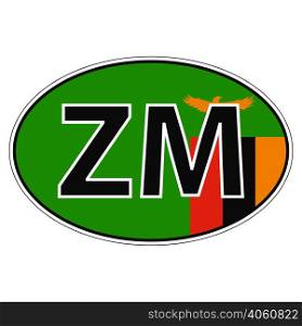Sticker on car, flag Zambia the inscription ZM vector for print or website design for language buttons. Sticker on car, flag Zambia
