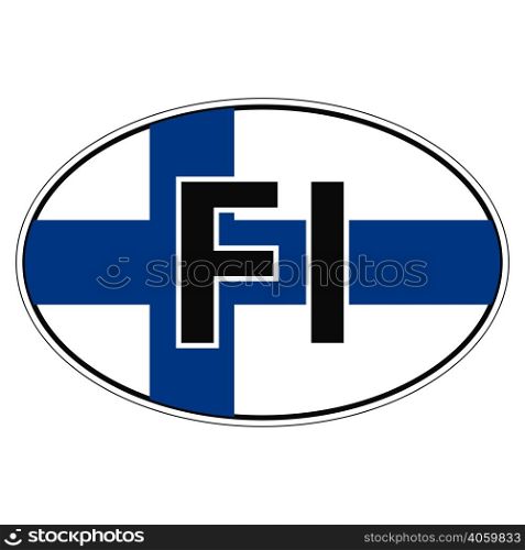 Sticker on car oval, ellipse Finland, with the inscription FI vector for print or website design for language buttons. Sticker on car, flag Finland