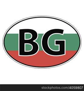 Sticker on car oval, ellipse, flag Bulgaria with the inscription BG vector for print or website design for language buttons. Sticker on car, flag Bulgaria