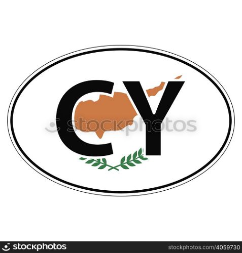 Sticker on car oval, ellipse, flag Cyprus with the inscription CY vector for print or website design for language buttons. Sticker on car, flag Cyprus