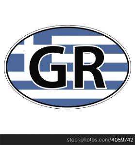 Sticker on car oval, ellipse, flag Greece with the inscription GR vector for print or website design for language buttons. Sticker on car, flag Greece
