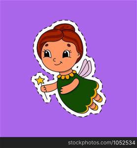 Sticker with a cute character. Colorful vector illustration. Isolated on color background. Template for your design, books, stickers, posters, cards, clothes. Cartoon style.