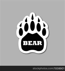 sticker with shadow bear footprint on gray background, vector. sticker with shadow bear footprint on gray background