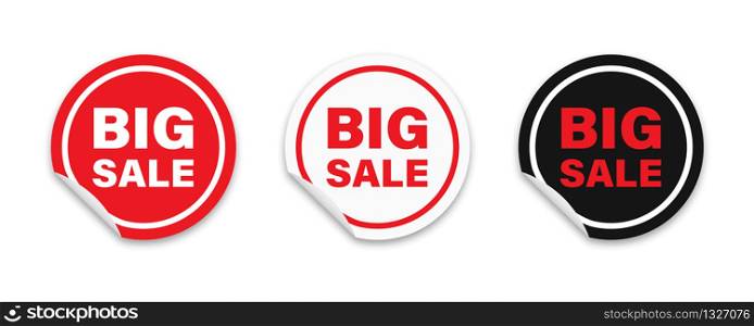 Stickers set of round adhasive red banners. Advertising for paper design. Vector label tags symbol. Vector label tags symbols. EPS 10