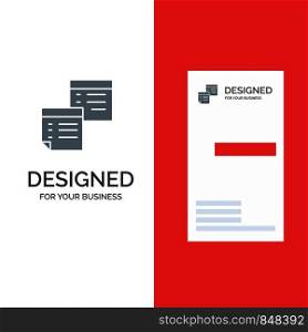 Sticky, Files, Note, Notes, Office, Pages, Paper Grey Logo Design and Business Card Template