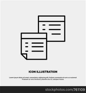 Sticky, Files, Note, Notes, Office, Pages, Paper Line Icon Vector