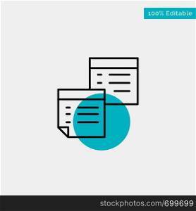 Sticky, Files, Note, Notes, Office, Pages, Paper turquoise highlight circle point Vector icon