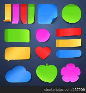 Sticky note papers, memo stickers vector collection. Illustration of colored memo paper blank sticky. Sticky note papers, memo stickers vector collection