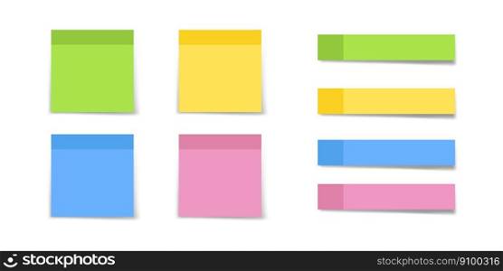Sticky note set in realism with shadow. Vector illustration isolated sign 