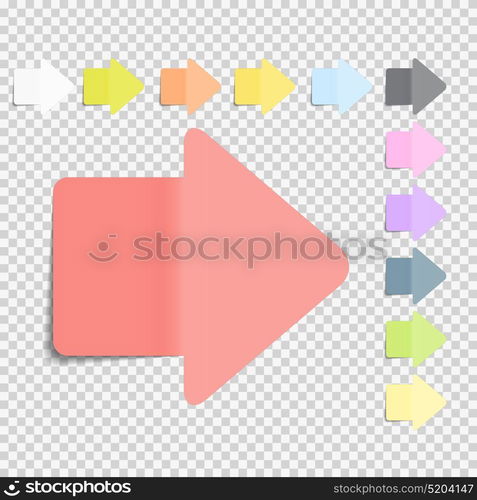 Sticky Office Paper Sheets Notes, Arrow Sign Pack Collection Set with Shadow Isolated on Transparent Background Vector Illustration EPS10. Sticky Office Paper Sheets Notes, Arrow Sign Pack Collection Set with Shadow Isolated on Transparent Background Vector Illustration